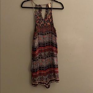 Romper in blue gray and red